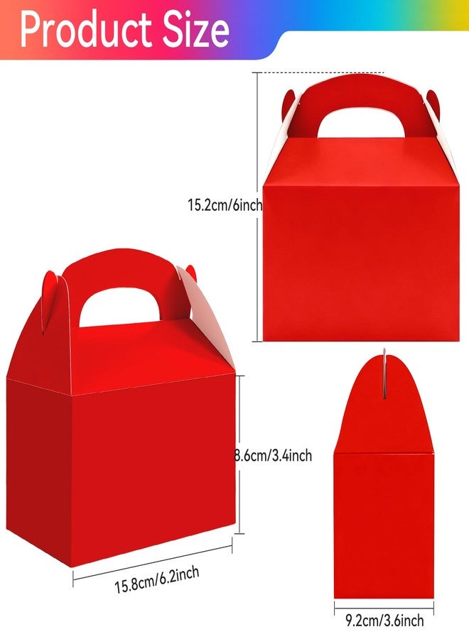 Bgtecho 24 Pack Gable Treat Boxes, 6.2 x 3.6 x 3.4 Inch Red Paper Gift Boxes, Party Favor Gable Box With Handle, Goodie Candy Box for Snacks Cookie Candy Birthday Wedding Party Supplies - Image 2